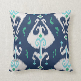 Almohada elegante moderna del ikat de los azules