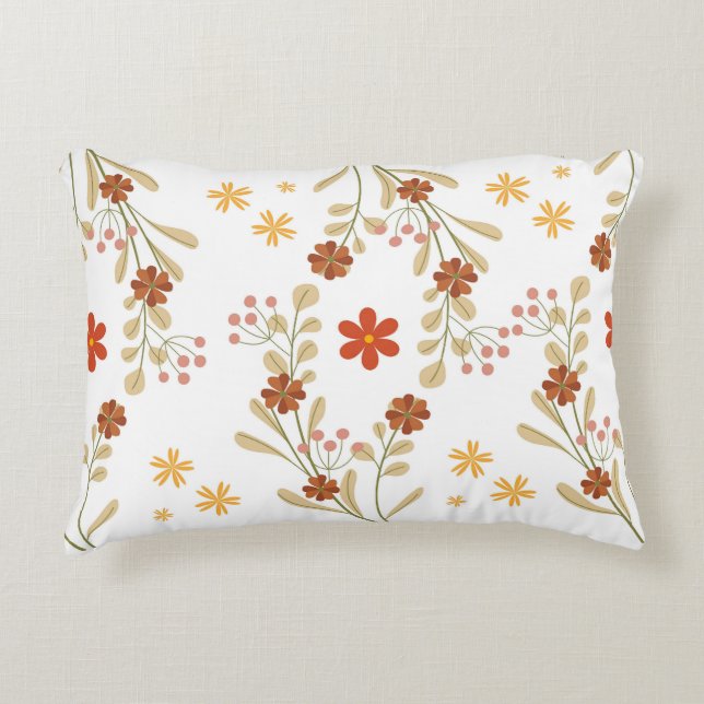 Almohada elegante retro floral para tirar (Anverso)