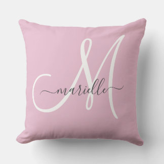 Almohada elegante rosa con monograma