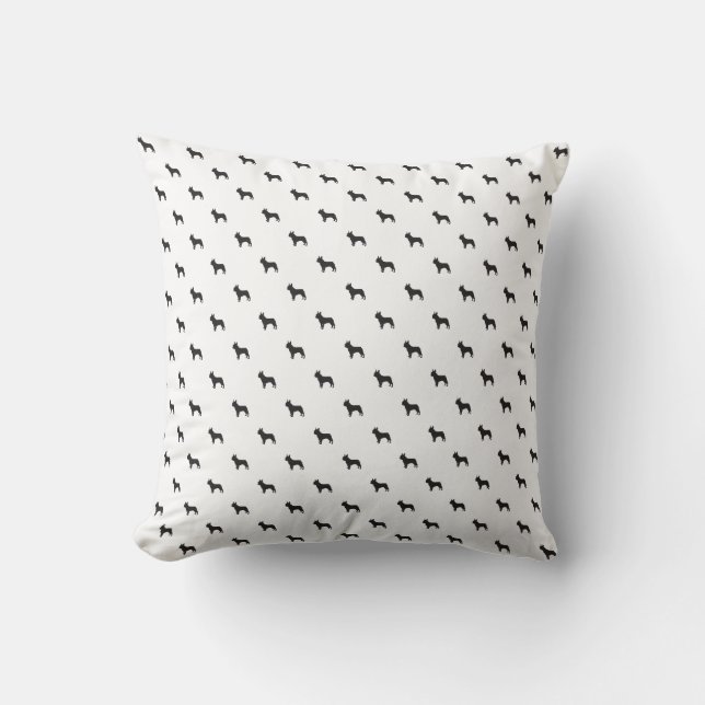 almohada en blanco y negro de Bulldog francés (Anverso)
