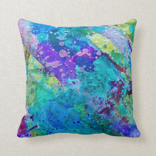 Almohada enrrollada abstracta azul y púrpura