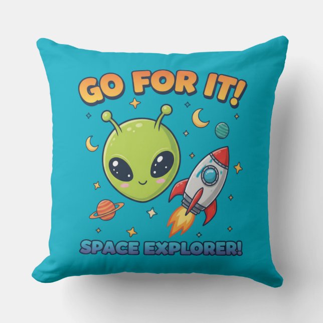 Almohada Espacial de Alien Adorable - ¡Vamos Explo (Anverso)