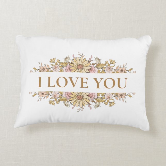 Almohada estética floral «Te amo»: parte delantera (Reverso)