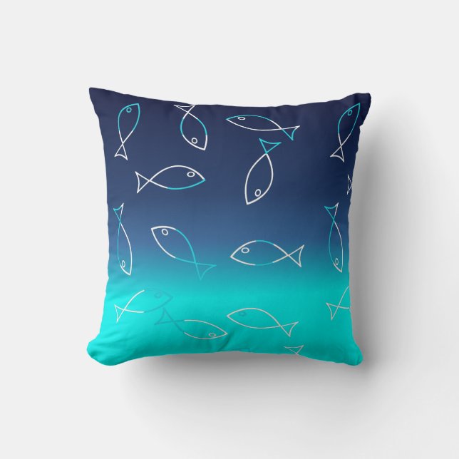 Almohada Estilizada de Tema Marino con Patrón de P (Anverso)