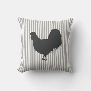 Almohada estilo casa de campo con pintura de gallo