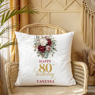 Almohada Eucalipto Burgundy Blush 80 Cumpleaños