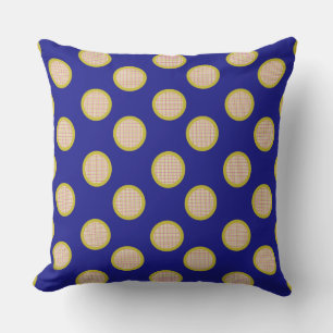 Almohada exterior azul de lunares y cuadros