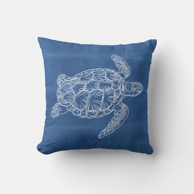 Almohada exterior azul de tortuga marina (Anverso)