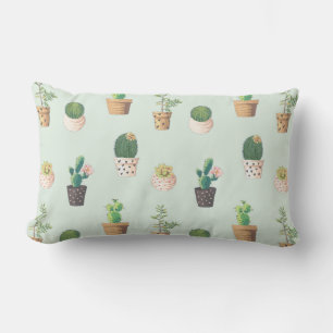 Almohada Exterior con Patrón de Cactus en Maceta