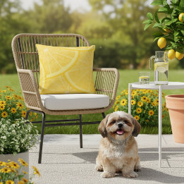 Almohada exterior de 16x16 con estampado de limón 