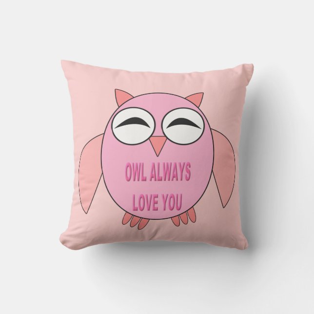 Almohada exterior de Búho de mensaje de amor suave (Anverso)