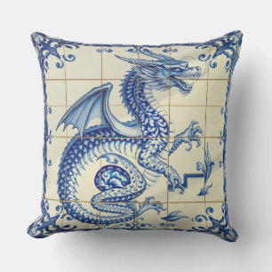 almohada exterior de dragón serpiente zafiro