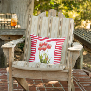 Almohada exterior de flor de tulipán rojo estilo p