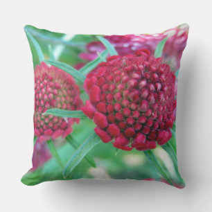 Almohada exterior de flores carmesí