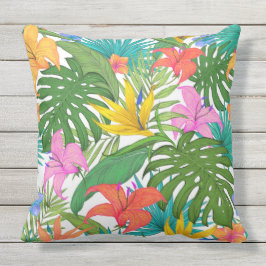 almohada exterior de flores tropicales
