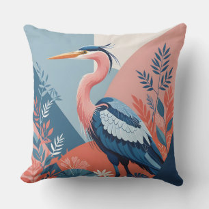 almohada exterior de garza de cresta azul