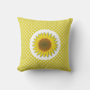 Almohada Exterior de Girasol Amarillo con Lunares
