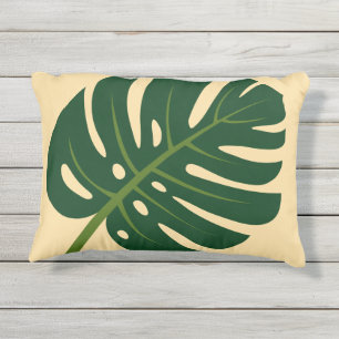Almohada exterior de hoja de palmera Monstera para