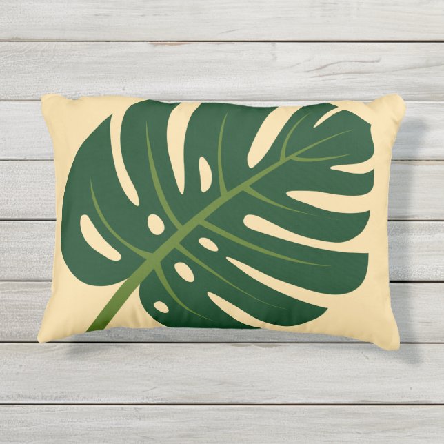 almohada exterior de hojas de palma de Monstera pa (Reverso)
