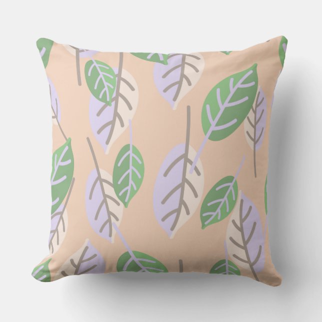 almohada exterior de hojas pastel (Anverso)