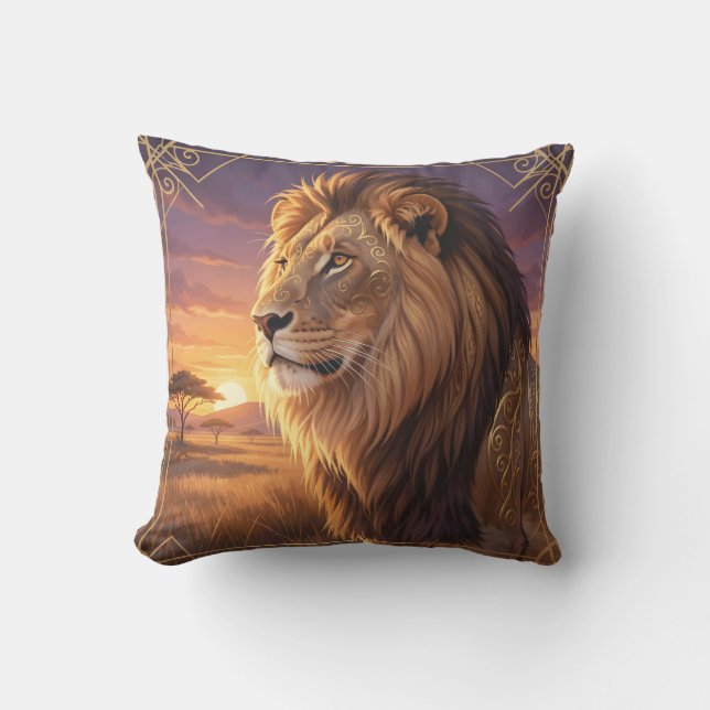 almohada exterior de león art déco (Anverso)