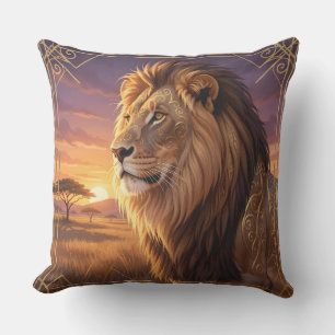 almohada exterior de león art déco