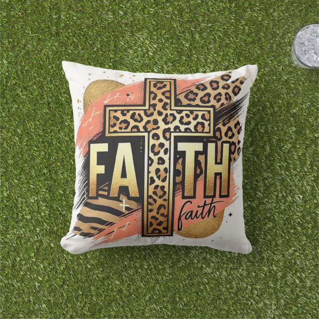 Almohada exterior de Leopard Print Faith (Césped)
