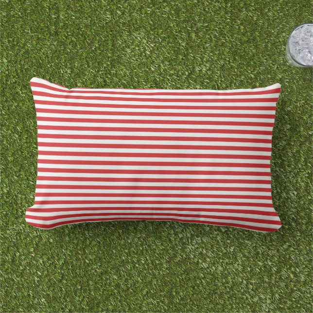 Almohada Exterior de Rayas Rojas (Césped)