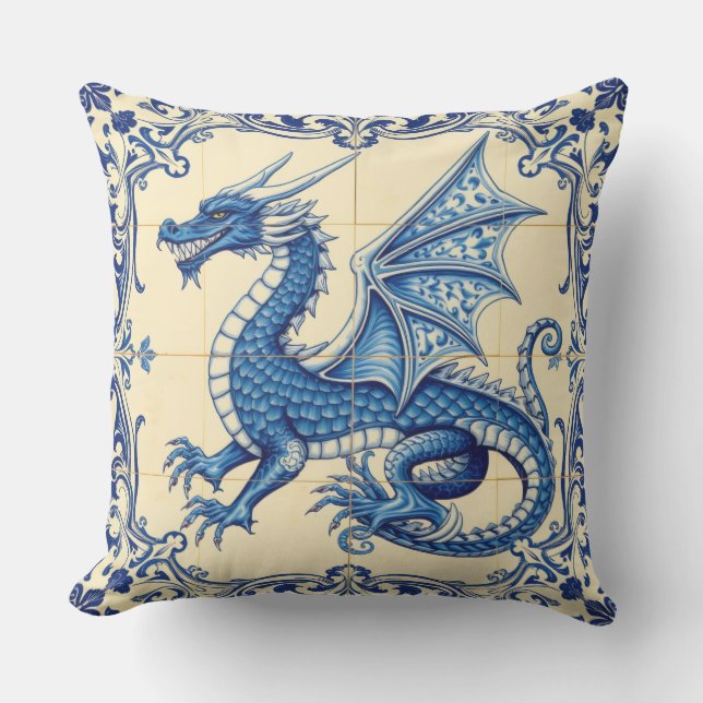 almohada exterior dragón cielo zafiro (Anverso)