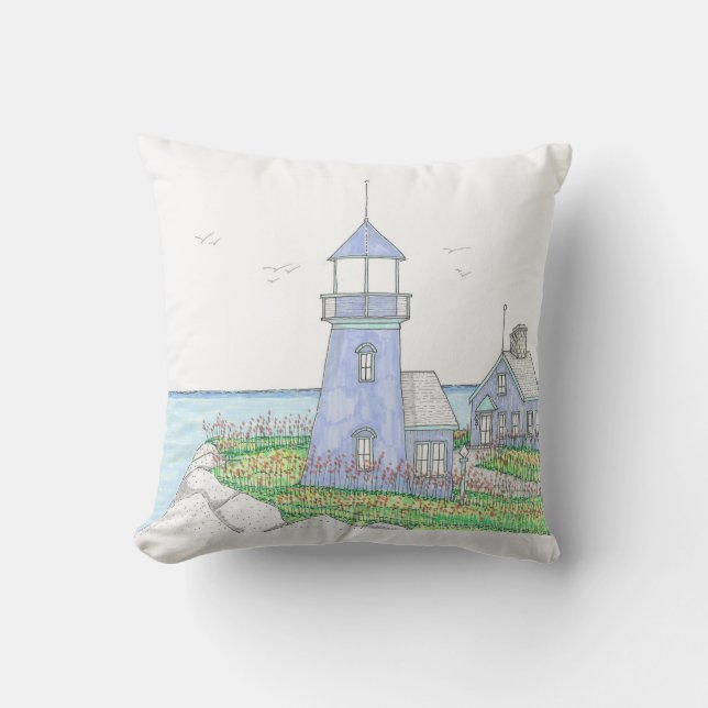 Almohada Exterior Faro Morado; Lavanda (Anverso)
