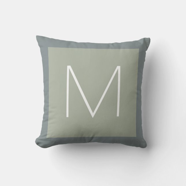 almohada exterior monograma M con borde gris (Anverso)