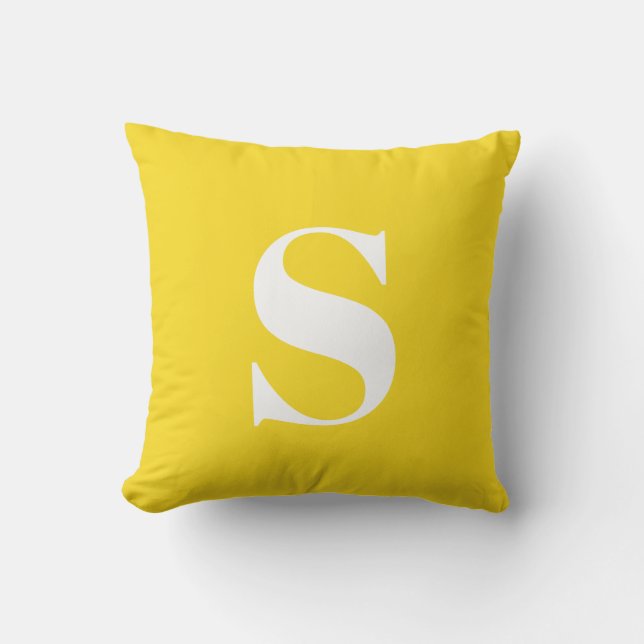 Almohada exterior monogramada inicial amarilla sol (Anverso)
