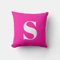 Almohada exterior monogramada inicial neón rosada