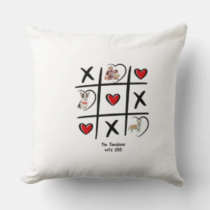 Almohada familiar de Tic-Tac-Toe con fotos