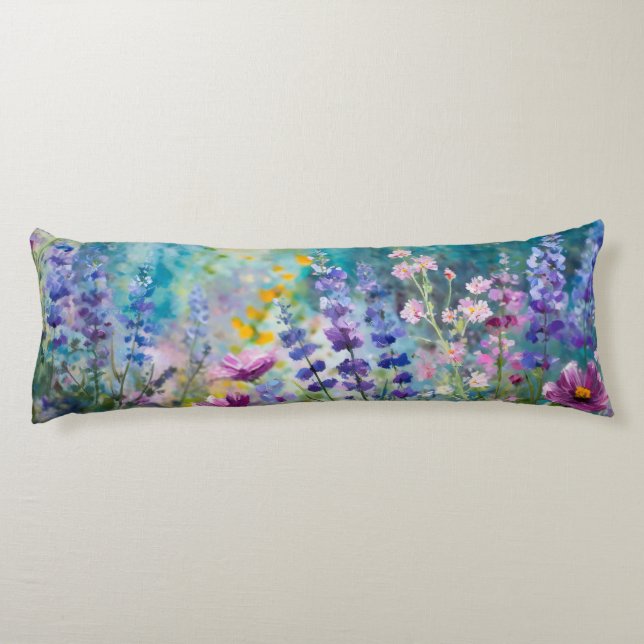 Almohada fantasía de flores silvestres (Reverso)