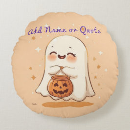 Almohada fantasma redonda de Halloween - Editable