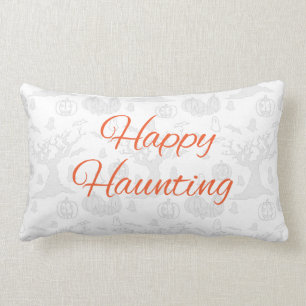 Almohada feliz anaranjada del diseño de Halloween