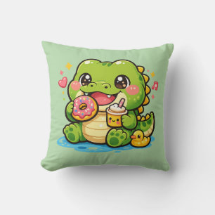 Almohada Feliz Cocodrilo Kawaii