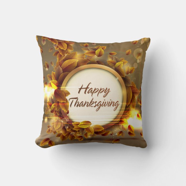 Almohada feliz de la acción de gracias 3 (Anverso)