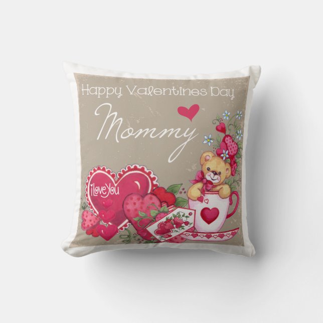 Almohada feliz de la mamá del día de San Valentín (Anverso)