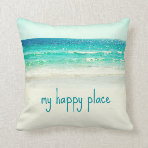 Almohada feliz de la palabra del lugar de la playa