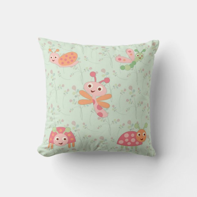 Almohada Feliz de Pequeños Insectos para Niños (Anverso)