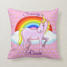 Almohada feliz del cuadrado del unicornio