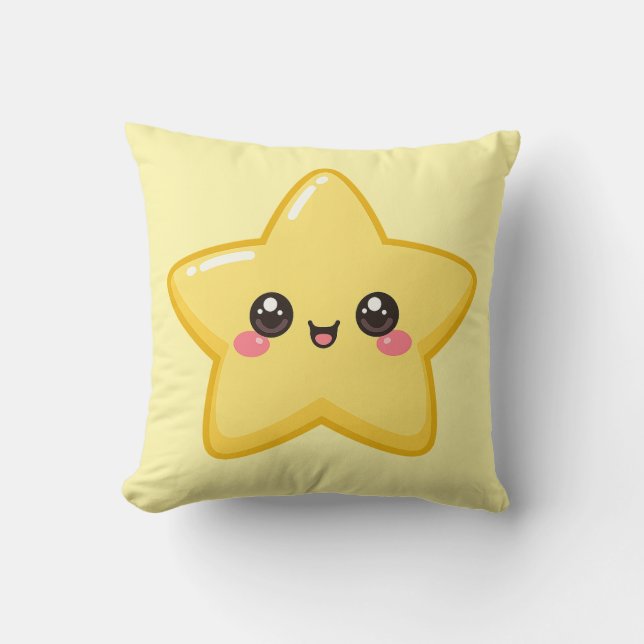 Almohada Feliz Estrella Dorada Kawaii (Anverso)