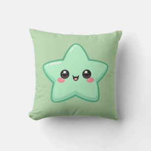 Almohada Feliz Estrella Verde Kawaii