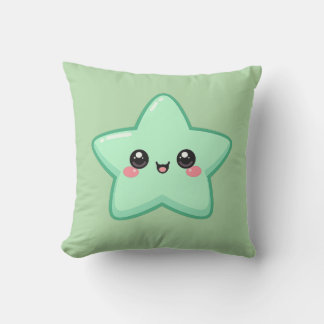 Almohada Feliz Estrella Verde Kawaii