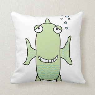 Almohada feliz verde y azul del reversible de los