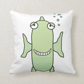 Almohada feliz verde y azul del reversible de los