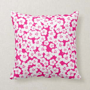 almohada femenina linda del cerise del hibisco y