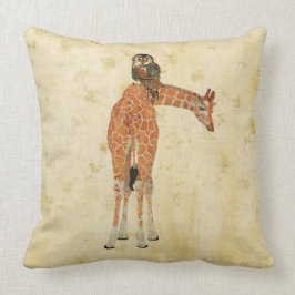 Almohada floral adornada ambarina de la jirafa y